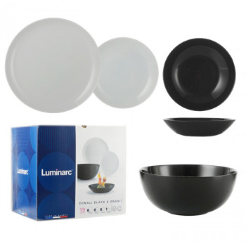 Набор столовый 19 предметов DIWALI черно-гранитовый(чёрно-серый)