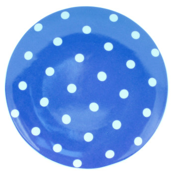 Тарелка 200 мм мелкая УНИВЕРСАЛ Горошек (на синем фоне)