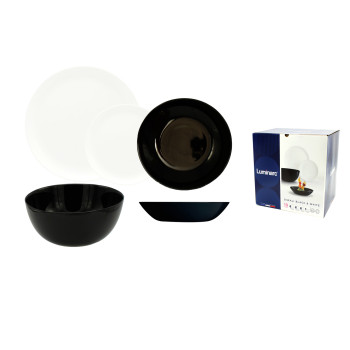 Набор столовой посуды 19 предметов DIWALI черно-белый