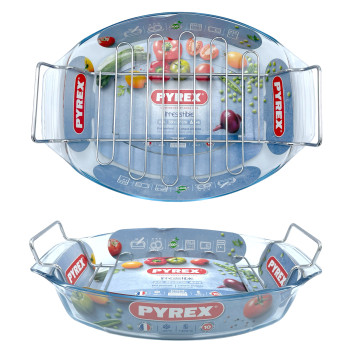 Блюдо овальное 39*27см PYREX с решеткой