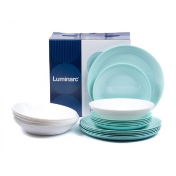 Набор столовый 18 предметов DIWALI бело-бирюзовый