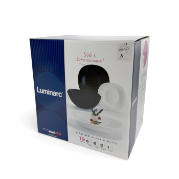 Набор столовой посуды 19 предметов CARINE черно-белый