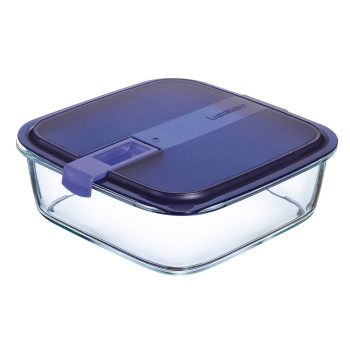 Емкость квадратная 250сл для хранения продуктов EASY BOX с синей крышкой