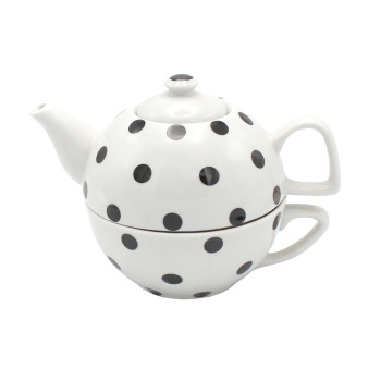 Набор для чая 2 предмета Горошек (черный)